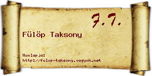 Fülöp Taksony névjegykártya